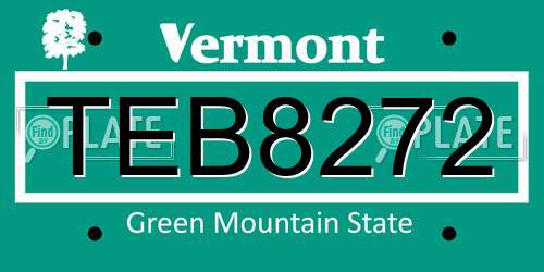 TEB8272 Vermont License Plate