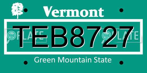 TEB8727 Vermont License Plate