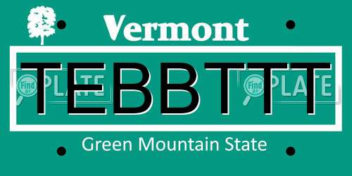 TEBBTTT Vermont License Plate