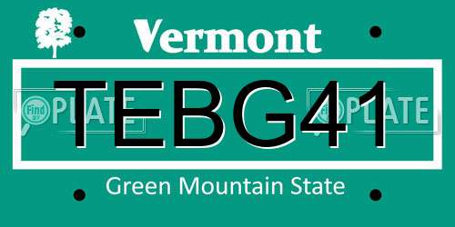 TEBG41 Vermont License Plate
