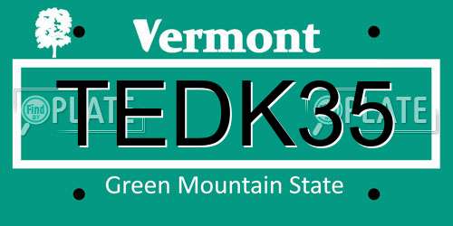 TEDK35 Vermont License Plate
