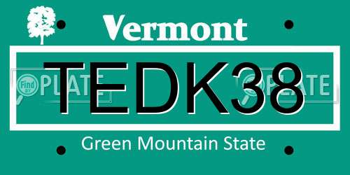 TEDK38 Vermont License Plate