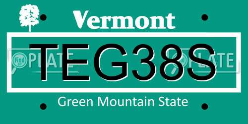 TEG38S Vermont License Plate
