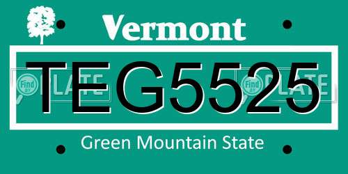 TEG5525 Vermont License Plate