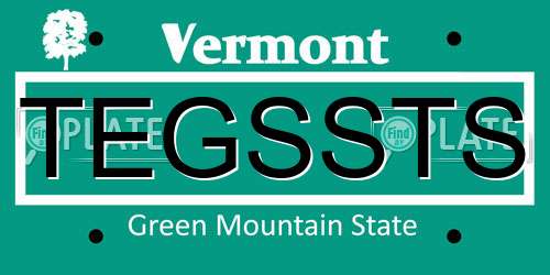 TEGSSTS Vermont License Plate