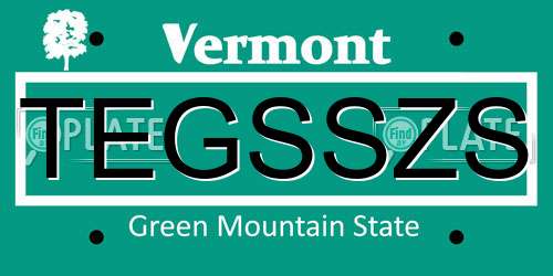 TEGSSZS Vermont License Plate