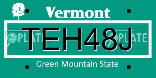 TEH48J Vermont License Plate