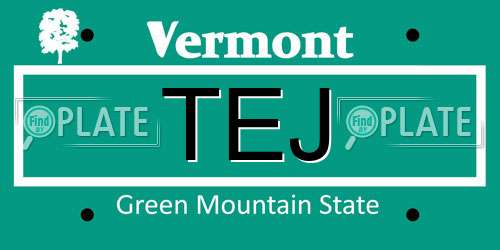TEJ Vermont License Plate
