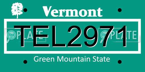 TEL2971 Vermont License Plate