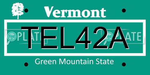 TEL42A Vermont License Plate