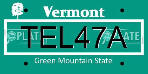 TEL47A Vermont License Plate