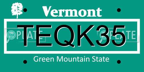 TEQK35 Vermont License Plate