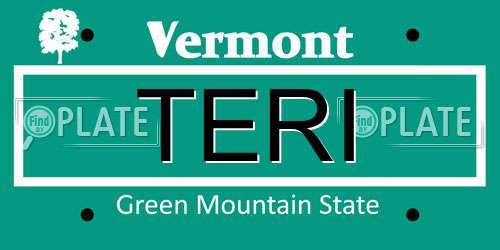 TERI Vermont License Plate