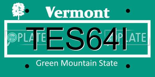 TES64I Vermont License Plate