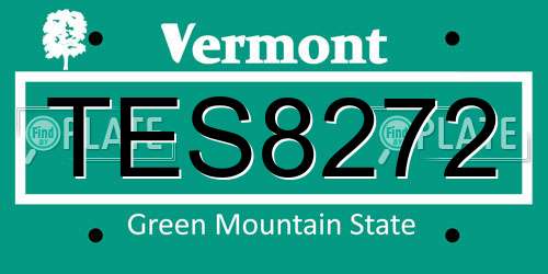 TES8272 Vermont License Plate