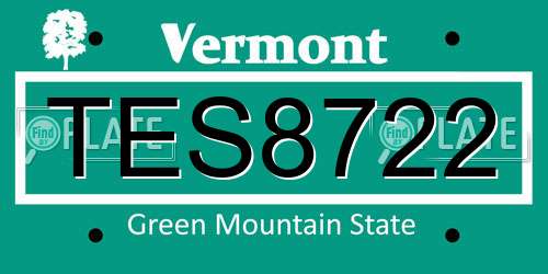 TES8722 Vermont License Plate