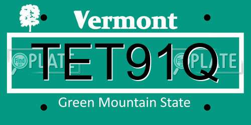 TET91Q Vermont License Plate