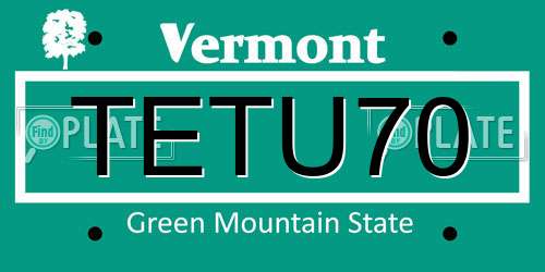 TETU70 Vermont License Plate