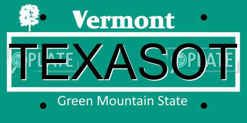 TEXASOT Vermont License Plate