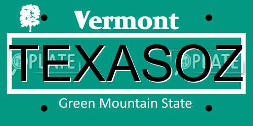 TEXASOZ Vermont License Plate