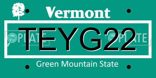 TEYG22 Vermont License Plate