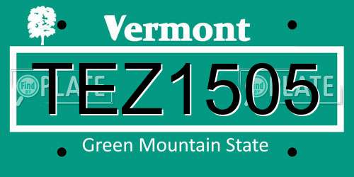 TEZ1505 Vermont License Plate