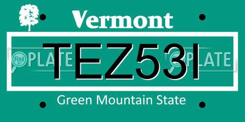TEZ53I Vermont License Plate