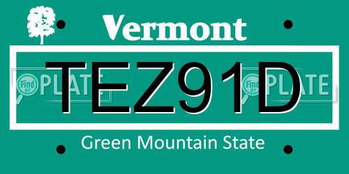 TEZ91D Vermont License Plate