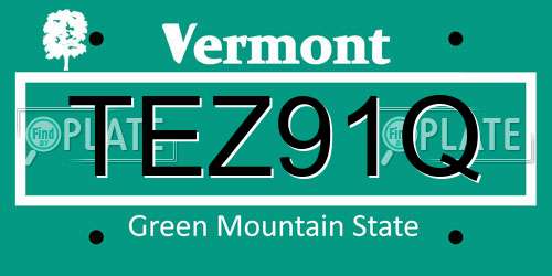 TEZ91Q Vermont License Plate