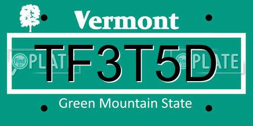 TF3T5D Vermont License Plate