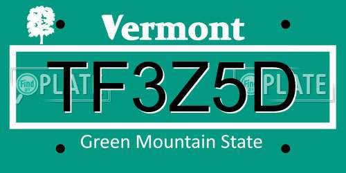 TF3Z5D Vermont License Plate
