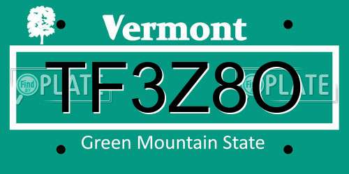 TF3Z8O Vermont License Plate