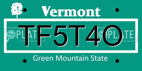 TF5T4O Vermont License Plate