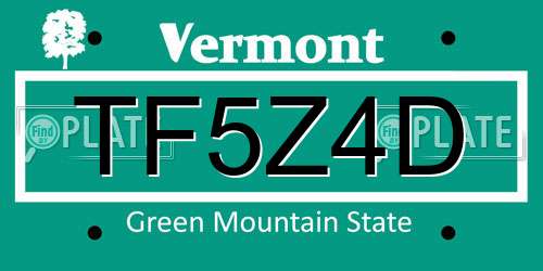 TF5Z4D Vermont License Plate