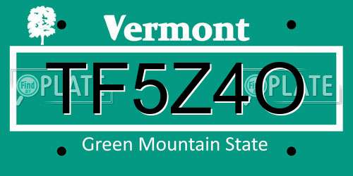 TF5Z4O Vermont License Plate