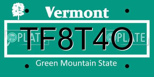 TF8T4O Vermont License Plate
