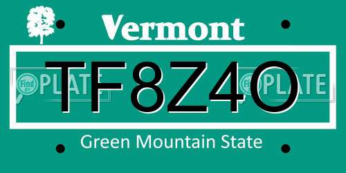 TF8Z4O Vermont License Plate