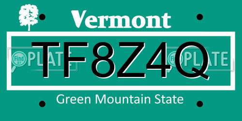 TF8Z4Q Vermont License Plate