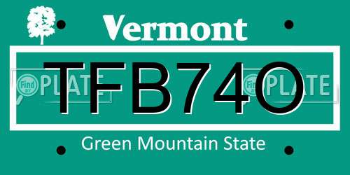 TFB74O Vermont License Plate