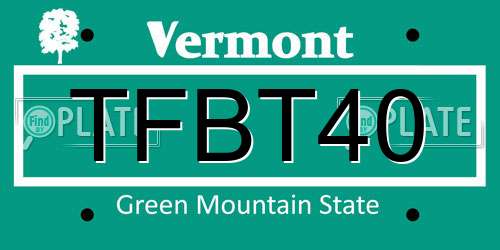 TFBT40 Vermont License Plate