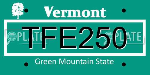 TFE250 Vermont License Plate