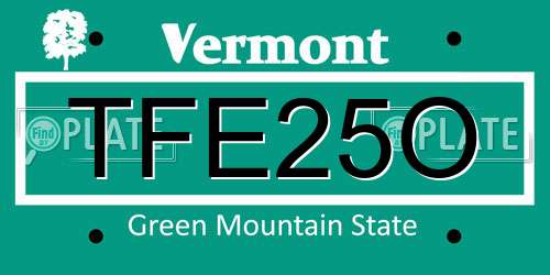 TFE25O Vermont License Plate