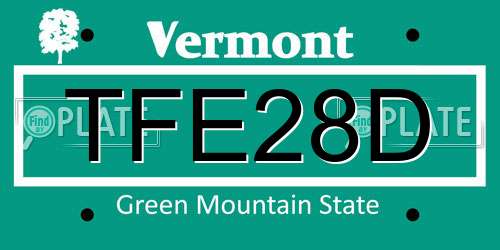 TFE28D Vermont License Plate