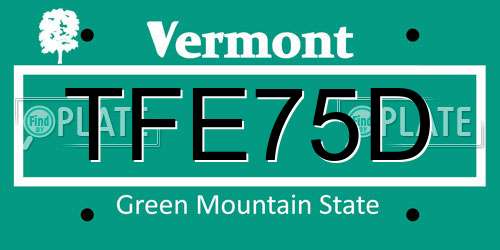 TFE75D Vermont License Plate