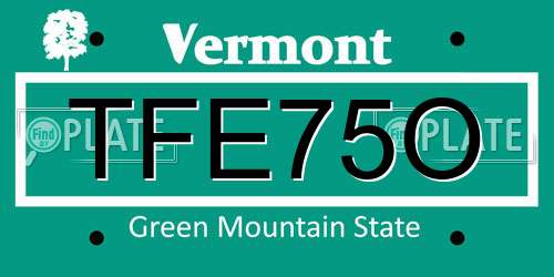 TFE75O Vermont License Plate