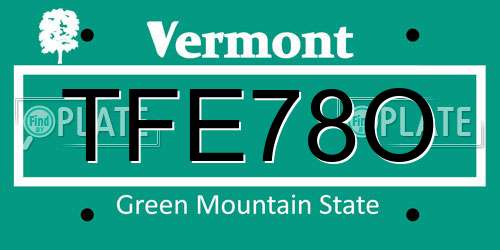 TFE78O Vermont License Plate