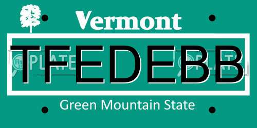 TFEDEBB Vermont License Plate