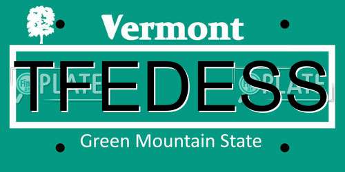 TFEDESS Vermont License Plate