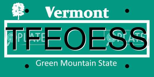 TFEOESS Vermont License Plate