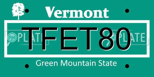 TFET80 Vermont License Plate
